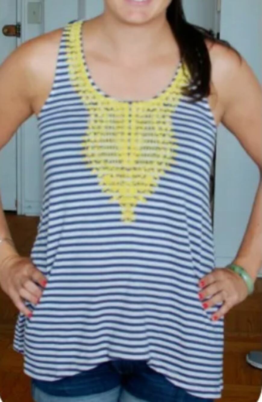 THML Stitch Fix Kahlo Embroidered Striped Racerback Tank // S